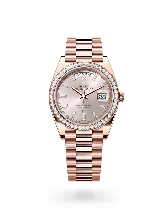 Rolex Day-Date Oyster, 40 mm, Everose-Gold mit Diamanten - M228345RBR-0007 at Huber Fine Watches & Jewellery