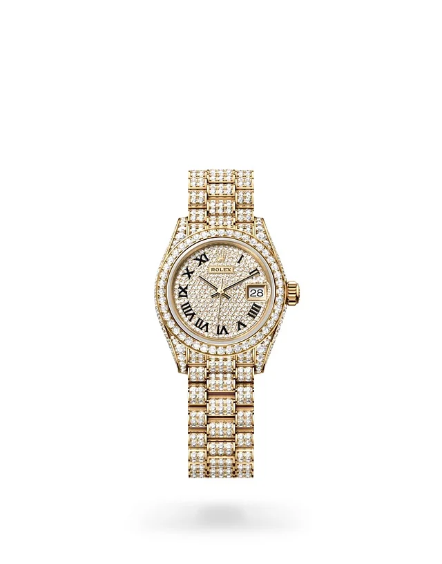 Rolex Lady-Datejust Oyster, 28 mm, Gelbgold mit Diamanten - M279458RBR-0001 at Huber Fine Watches & Jewellery