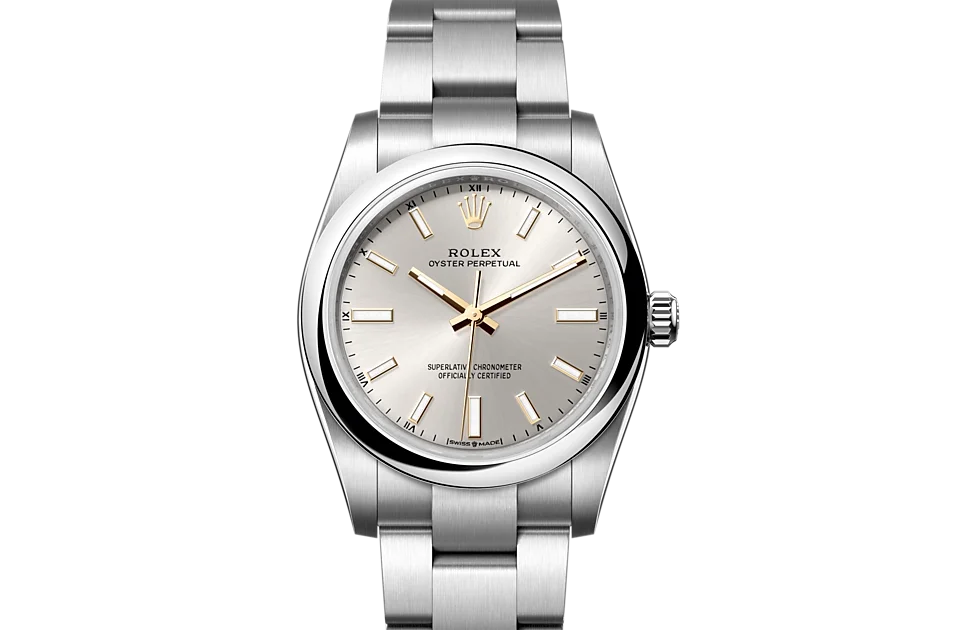 Rolex Oyster Perpetual Oyster, 34 mm, Edelstahl Oystersteel - M124200-0001 at Huber Fine Watches & Jewellery