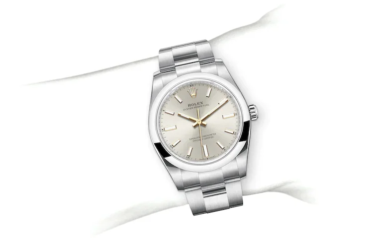 Rolex Oyster Perpetual Oyster, 34 mm, Edelstahl Oystersteel - M124200-0001 at Huber Fine Watches & Jewellery