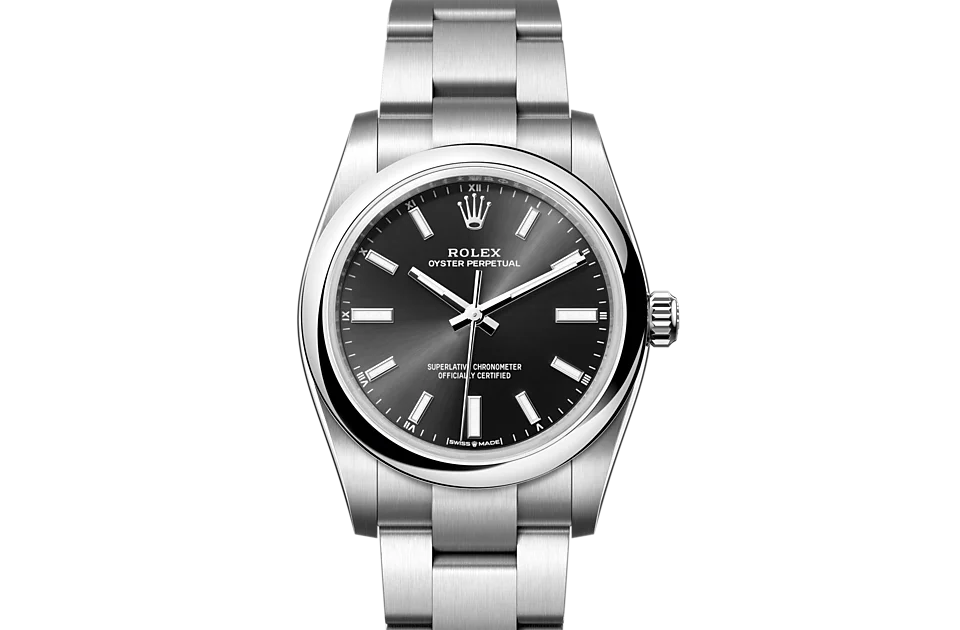 Rolex Oyster Perpetual Oyster, 34 mm, Edelstahl Oystersteel - M124200-0002 at Huber Fine Watches & Jewellery