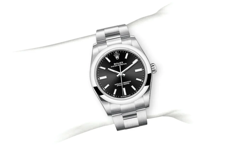 Rolex Oyster Perpetual Oyster, 34 mm, Edelstahl Oystersteel - M124200-0002 at Huber Fine Watches & Jewellery