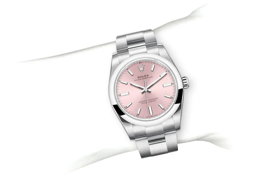 Rolex Oyster Perpetual Oyster, 34 mm, Edelstahl Oystersteel - M124200-0004 at Huber Fine Watches & Jewellery