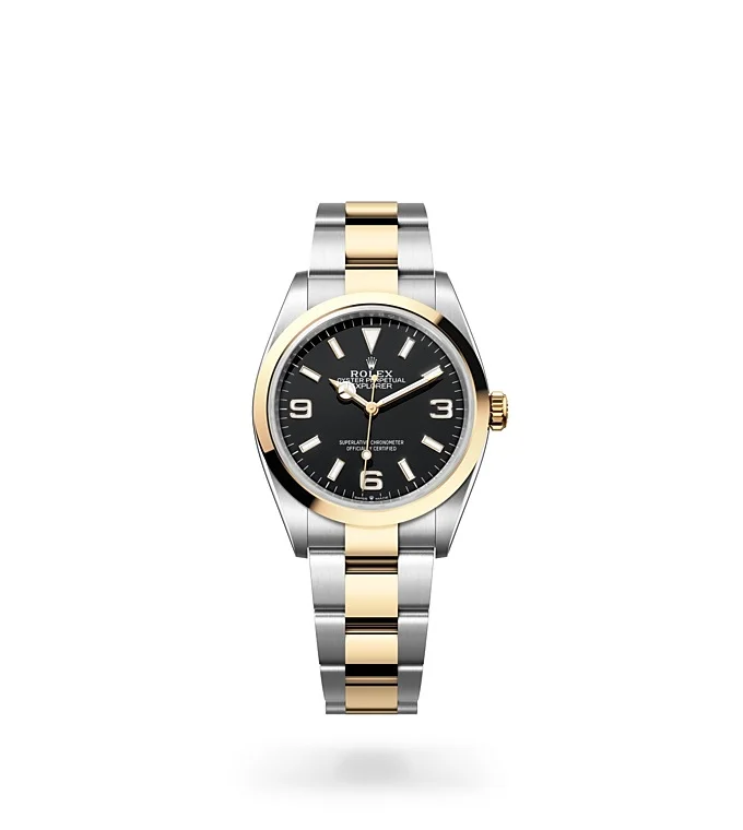 Rolex Explorer Oyster, 36 mm, Edelstahl Oystersteel und Gelbgold - M124273-0001 at Huber Fine Watches & Jewellery