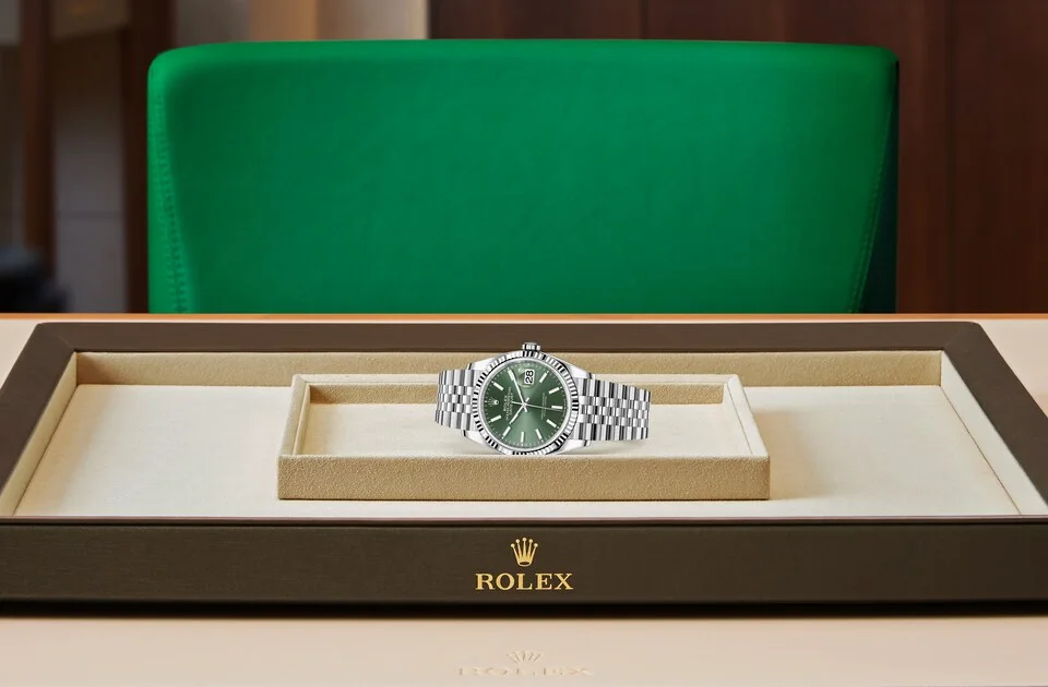 Rolex Datejust Oyster, 36 mm, Edelstahl Oystersteel und Weißgold - M126234-0051 at Huber Fine Watches & Jewellery