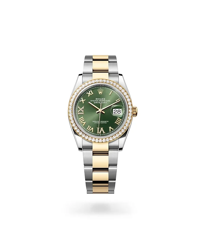 Rolex Datejust Oyster, 36 mm, Edelstahl Oystersteel und Gelbgold mit Diamanten - M126283RBR-0012 at Huber Fine Watches & Jewellery