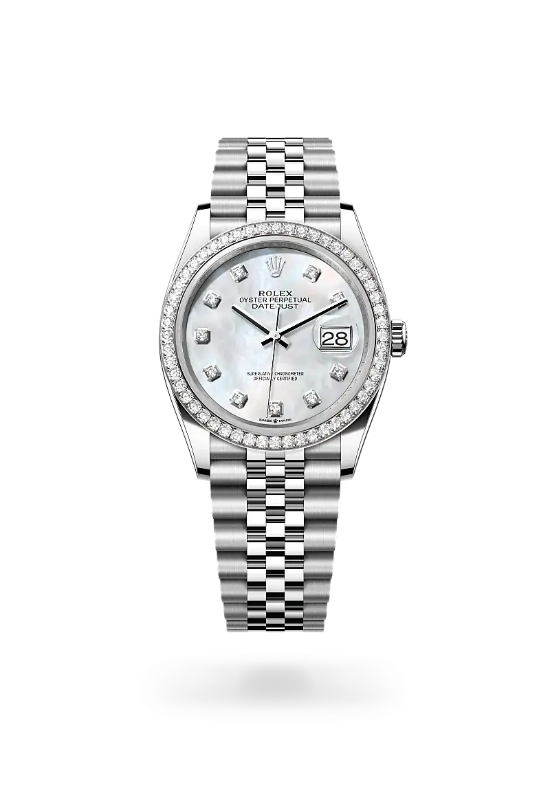 Rolex Datejust Oyster, 36 mm, Oystersteel, white gold and diamonds - M126284RBR-0011 at Huber Fine Watches & Jewellery