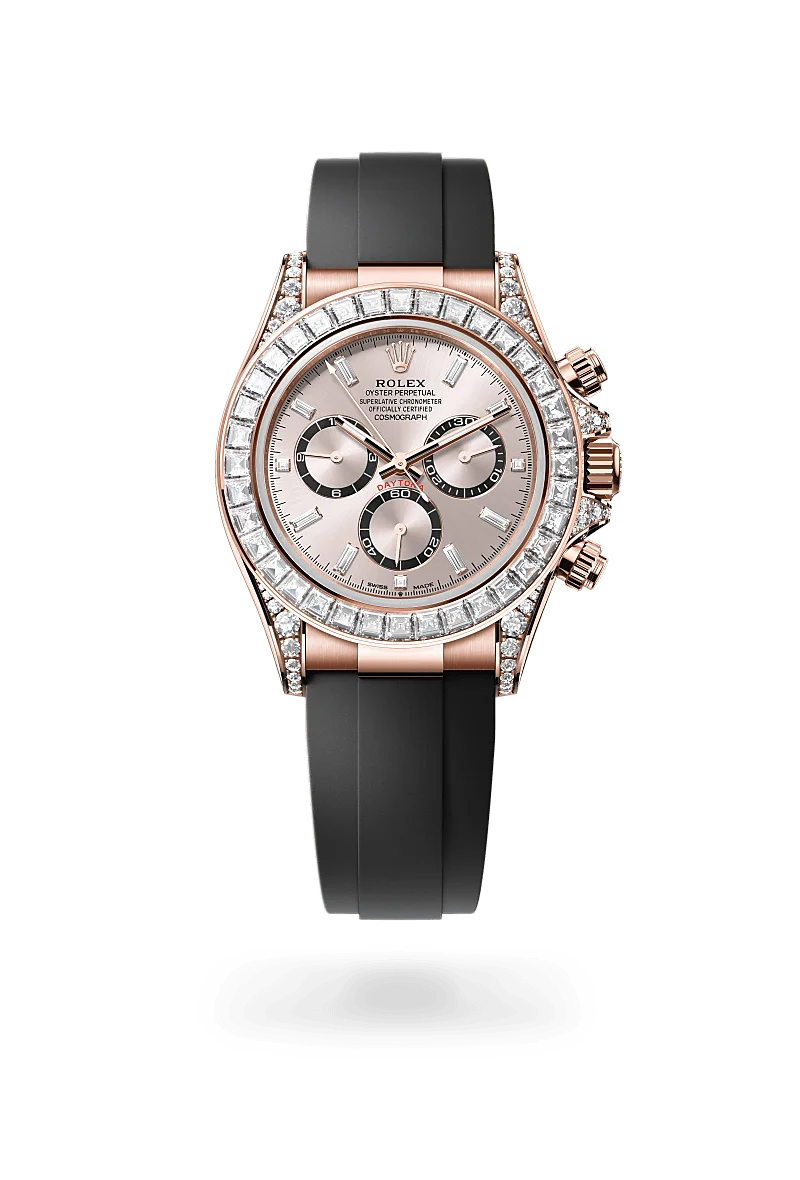 Rolex Cosmograph Daytona Oyster, 40 mm, Everose-Gold mit Diamanten - M126535TBR-0002 at Huber Fine Watches & Jewellery