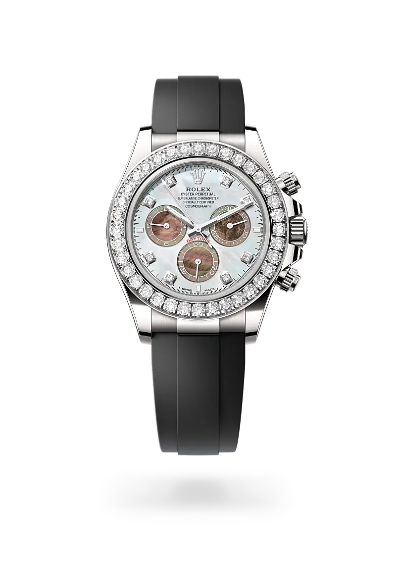 Rolex Cosmograph Daytona Oyster, 40 mm, white gold and diamonds - M126589RBR-0001 at Huber Fine Watches & Jewellery