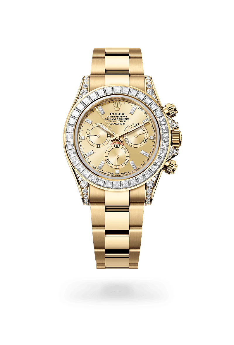 Rolex Cosmograph Daytona Oyster, 40 mm, Gelbgold mit Diamanten - M126598TBR-0001 at Huber Fine Watches & Jewellery