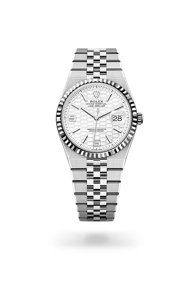 Rolex Land-Dweller Oyster, 36 mm, Edelstahl Oystersteel und Weißgold - M127234-0001 at Huber Fine Watches & Jewellery