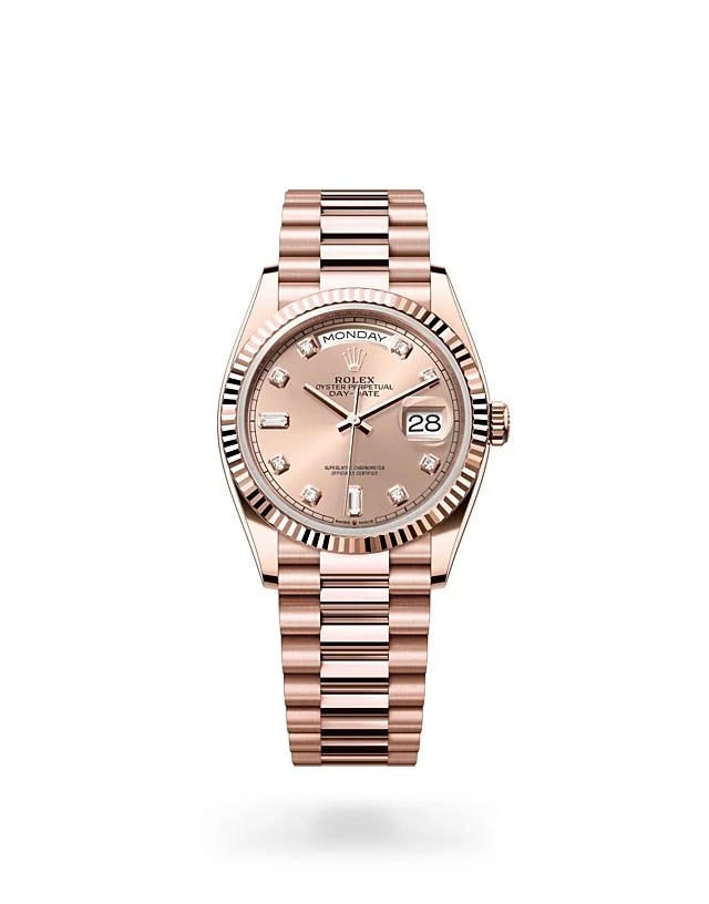 Rolex Day-Date Oyster, 36 mm, Everose-Gold - M128235-0009 at Huber Fine Watches & Jewellery