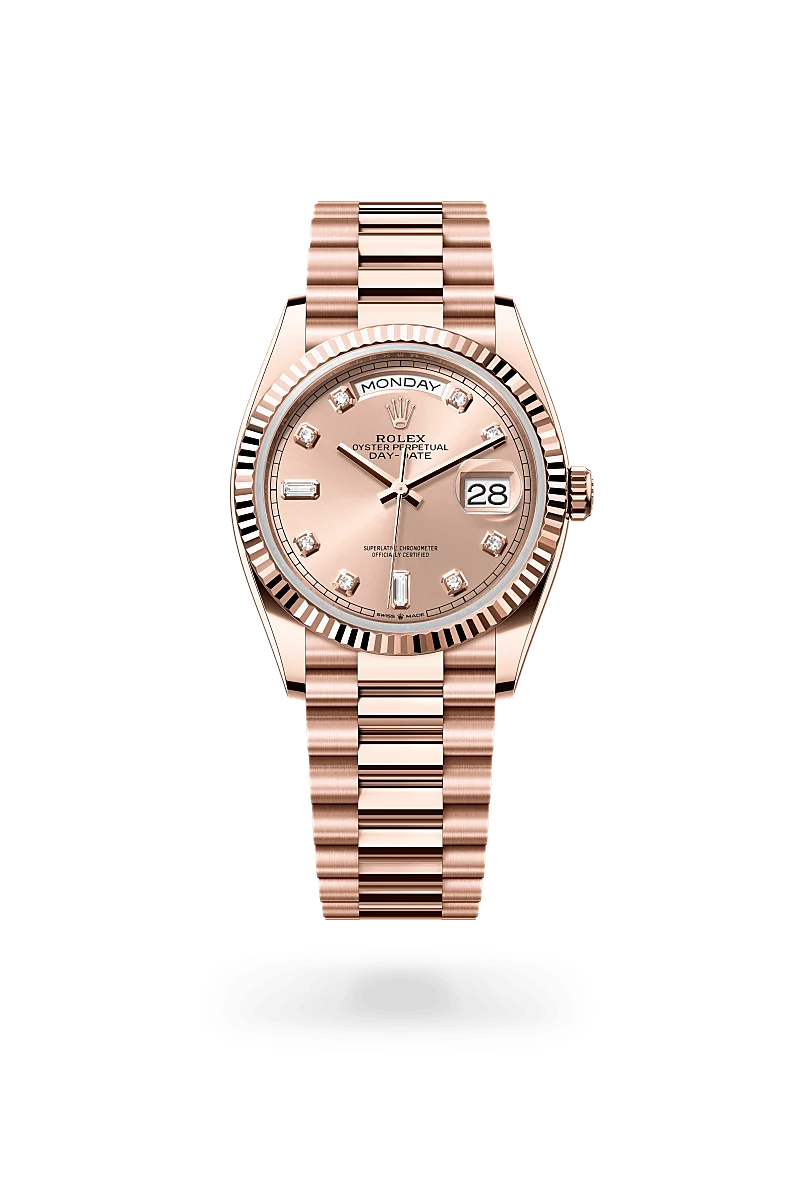 Rolex Day-Date Oyster, 36 mm, Everose-Gold - M128235-0009 at Huber Fine Watches & Jewellery