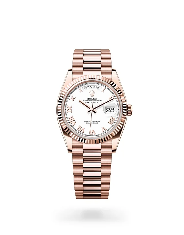 Rolex Day-Date Oyster, 36 mm, Everose-Gold - M128235-0052 at Huber Fine Watches & Jewellery