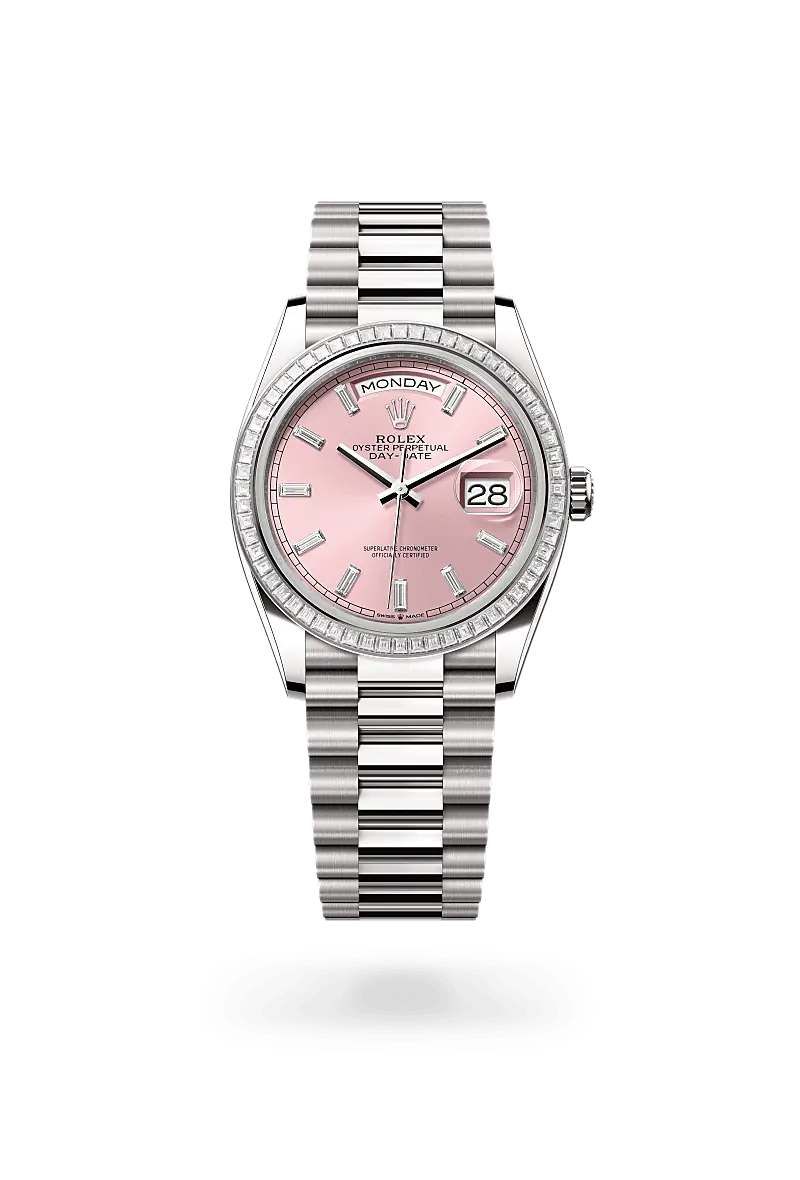 Rolex Day-Date Oyster, 36 mm, white gold and diamonds - M128399TBR-0029 at Huber Fine Watches & Jewellery