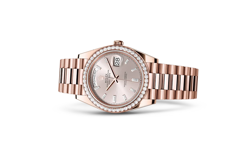Rolex Day-Date Oyster, 40 mm, Everose-Gold mit Diamanten - M228345RBR-0007 at Huber Fine Watches & Jewellery