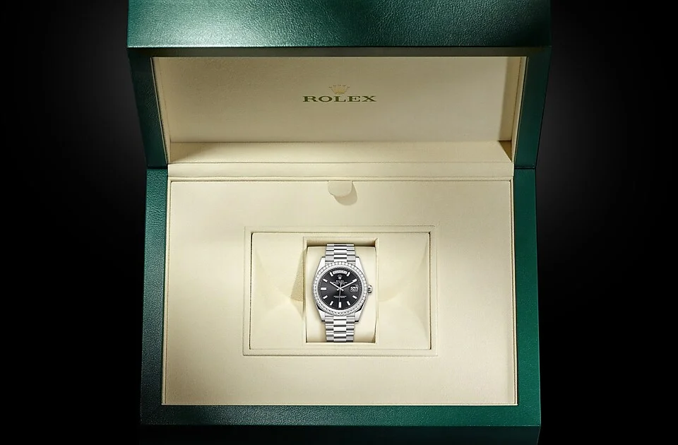 Rolex Day-Date Oyster, 40 mm, Weißgold mit Diamanten - M228349RBR-0003 at Huber Fine Watches & Jewellery