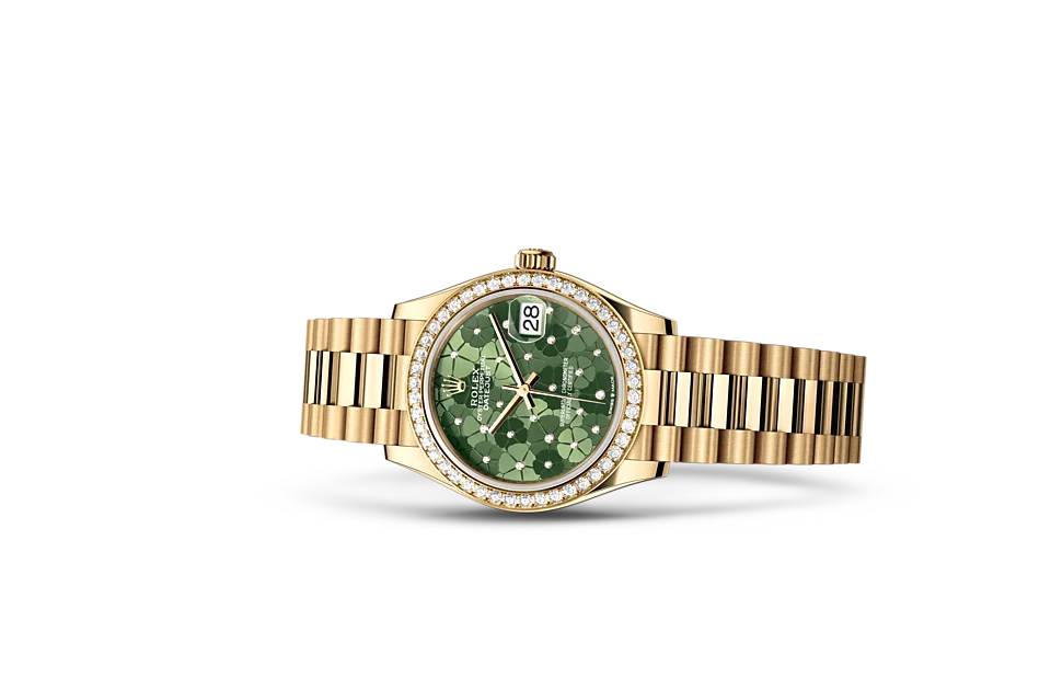 Rolex Datejust Oyster, 31 mm, Gelbgold mit Diamanten - M278288RBR-0038 at Huber Fine Watches & Jewellery