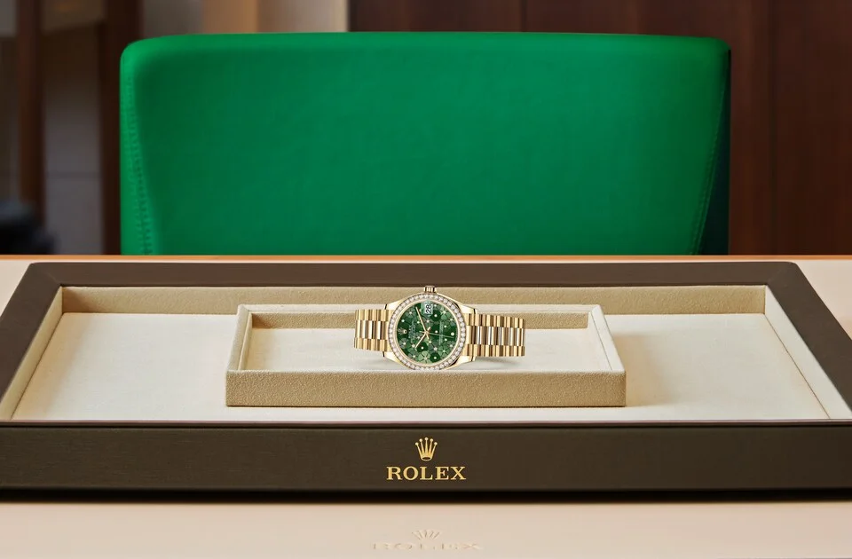 Rolex Datejust Oyster, 31 mm, Gelbgold mit Diamanten - M278288RBR-0038 at Huber Fine Watches & Jewellery