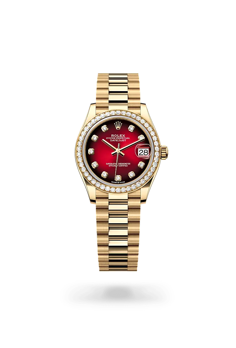 Rolex Datejust Oyster, 31 mm, yellow gold and diamonds - M278288RBR-0041 at Huber Fine Watches & Jewellery