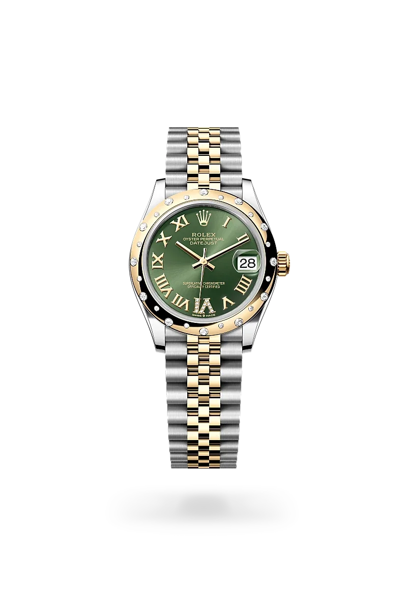 Rolex Datejust 31 in Yellow Rolesor combination of Oystersteel and yellow gold M278343RBR 0016 Huber Fine Watches Jewellery