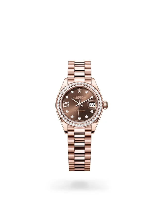 Rolex Lady-Datejust Lady-Datejust Oyster, 28 mm, Everose gold and diamonds - M279135RBR-0001 at Huber Fine Watches & Jewellery