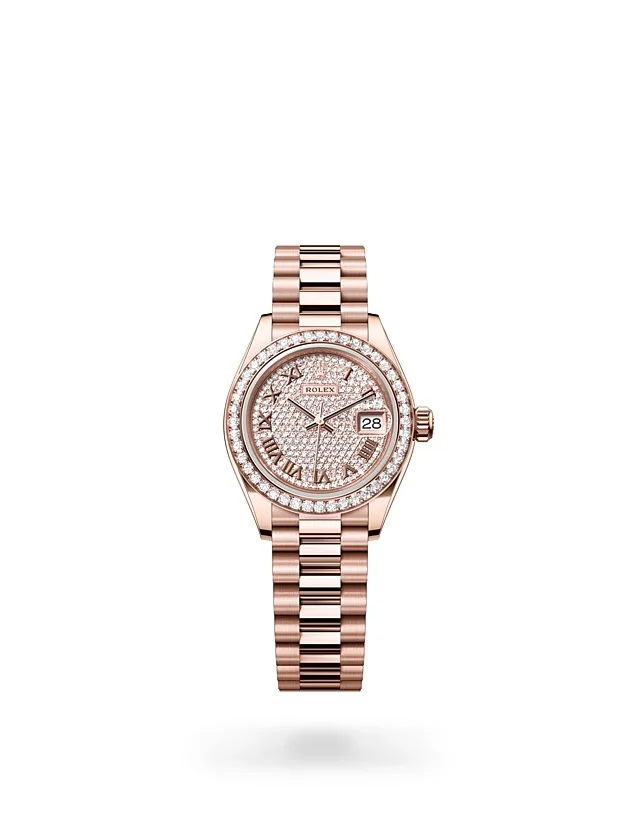 Rolex Lady-Datejust Oyster, 28 mm, Everose-Gold mit Diamanten - M279135RBR-0021 at Huber Fine Watches & Jewellery