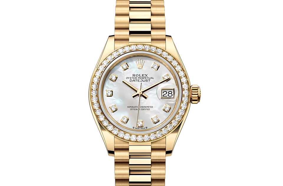 Rolex Lady-Datejust Oyster, 28 mm, Gelbgold mit Diamanten - M279138RBR-0015 at Huber Fine Watches & Jewellery
