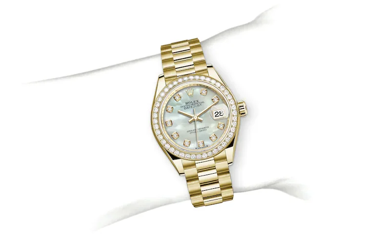 Rolex Lady-Datejust Oyster, 28 mm, Gelbgold mit Diamanten - M279138RBR-0015 at Huber Fine Watches & Jewellery