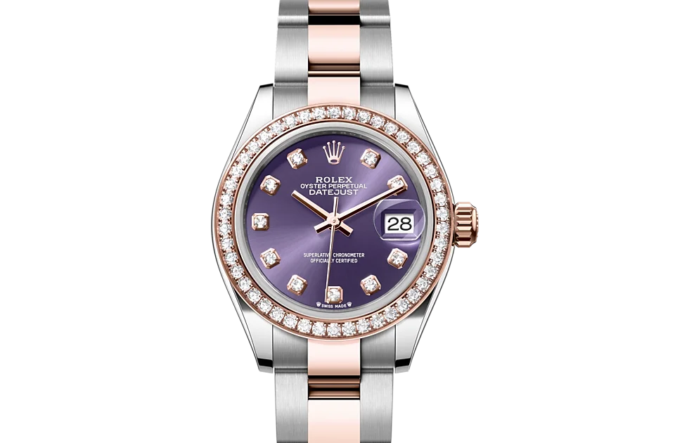 Rolex Lady-Datejust Oyster, 28 mm, Edelstahl Oystersteel und Everose-Gold mit Diamanten - M279381RBR-0016 at Huber Fine Watches & Jewellery