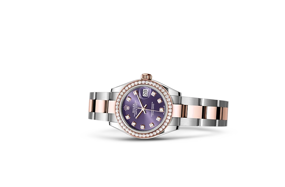 Rolex Lady-Datejust Oyster, 28 mm, Edelstahl Oystersteel und Everose-Gold mit Diamanten - M279381RBR-0016 at Huber Fine Watches & Jewellery