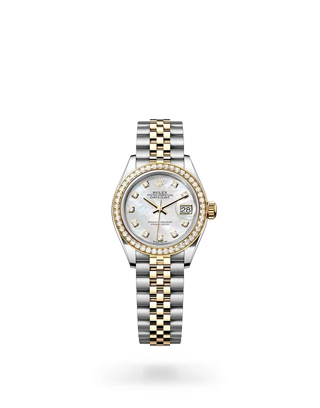 Rolex Lady-Datejust Oyster, 28 mm, Edelstahl Oystersteel und Gelbgold mit Diamanten - M279383RBR-0019 at Huber Fine Watches & Jewellery