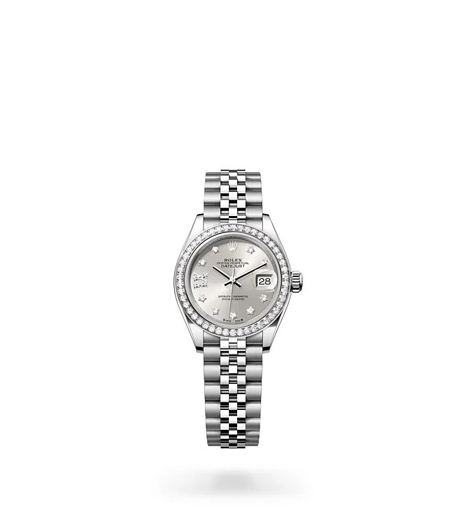 Rolex Lady-Datejust Oyster, 28 mm, Edelstahl Oystersteel und Weißgold mit Diamanten - M279384RBR-0021 at Huber Fine Watches & Jewellery