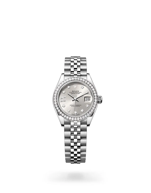 Rolex Lady-Datejust Oyster, 28 mm, Edelstahl Oystersteel und Weißgold mit Diamanten - M279384RBR-0021 at Huber Fine Watches & Jewellery