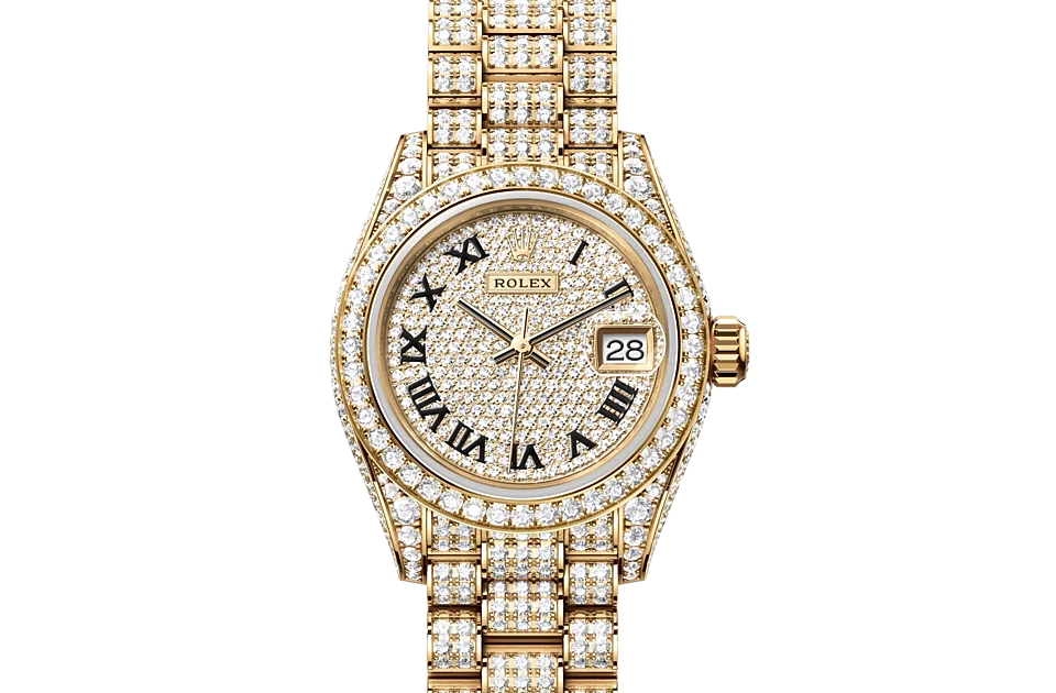 Rolex Lady-Datejust Oyster, 28 mm, Gelbgold mit Diamanten - M279458RBR-0001 at Huber Fine Watches & Jewellery