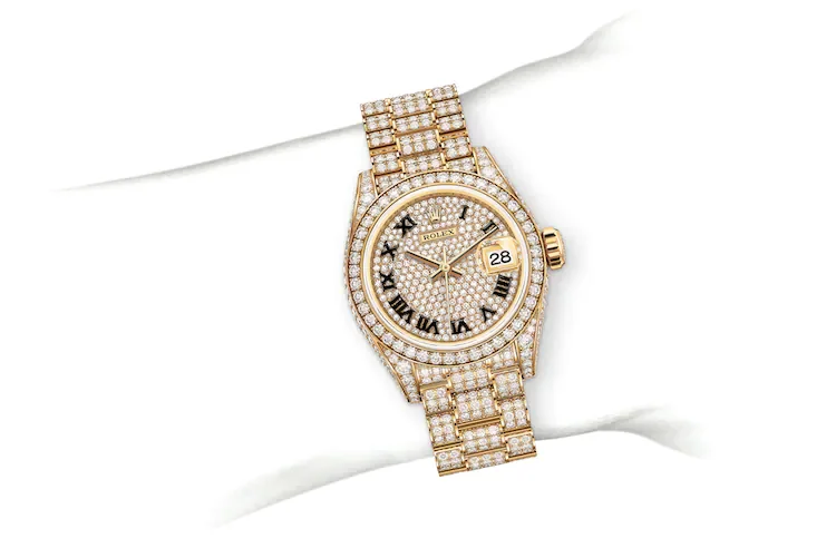 Rolex Lady-Datejust Oyster, 28 mm, Gelbgold mit Diamanten - M279458RBR-0001 at Huber Fine Watches & Jewellery